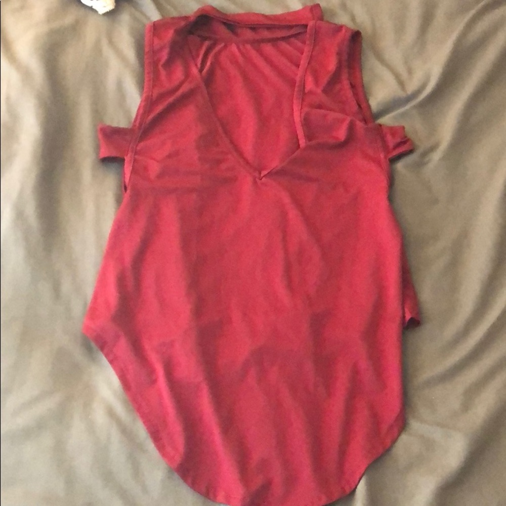 Burgundy low cut top